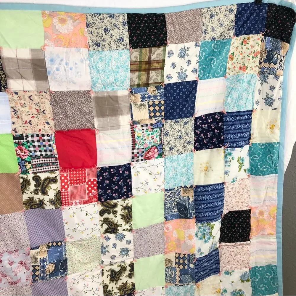 Vintage Handmade Multicolored Quilt